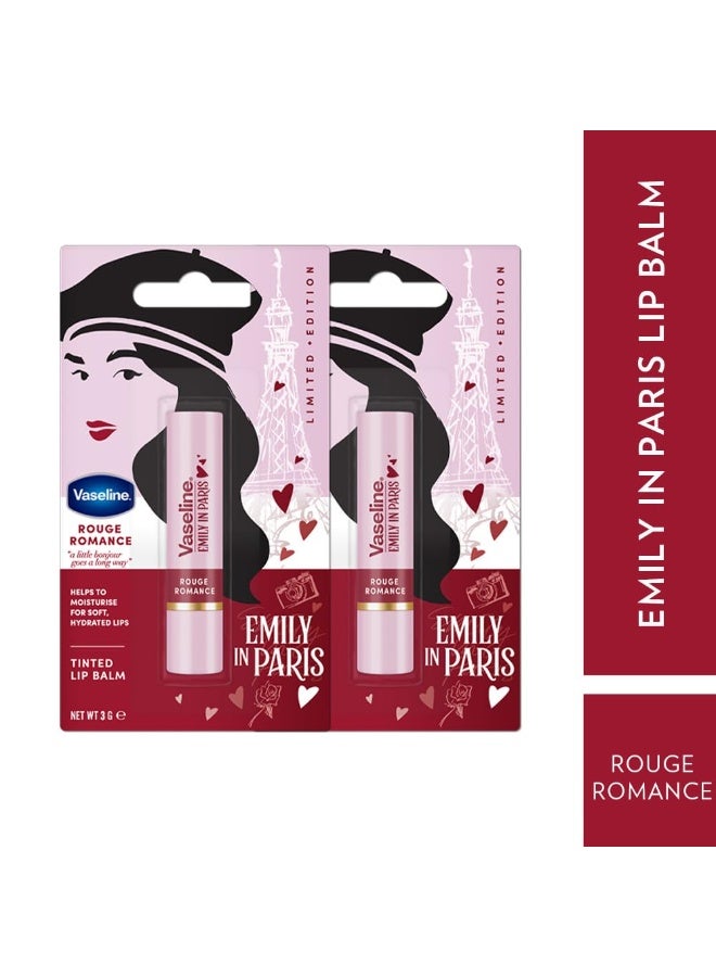 فازلين روج رومانس إميلي إن باريس إصدار محدود مرطب شفاه أحمر اللون 3 غرام (عبوة من قطعتين) - Image 2